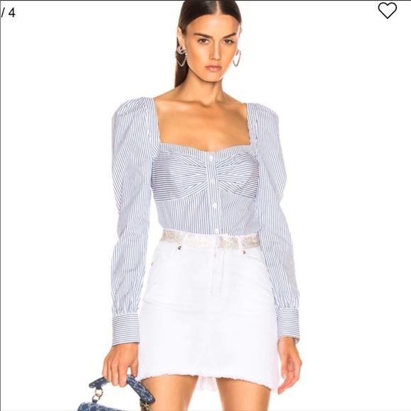 Veronica Beard Frankie Pinstripe Button Down Top - Picture 3 of 8